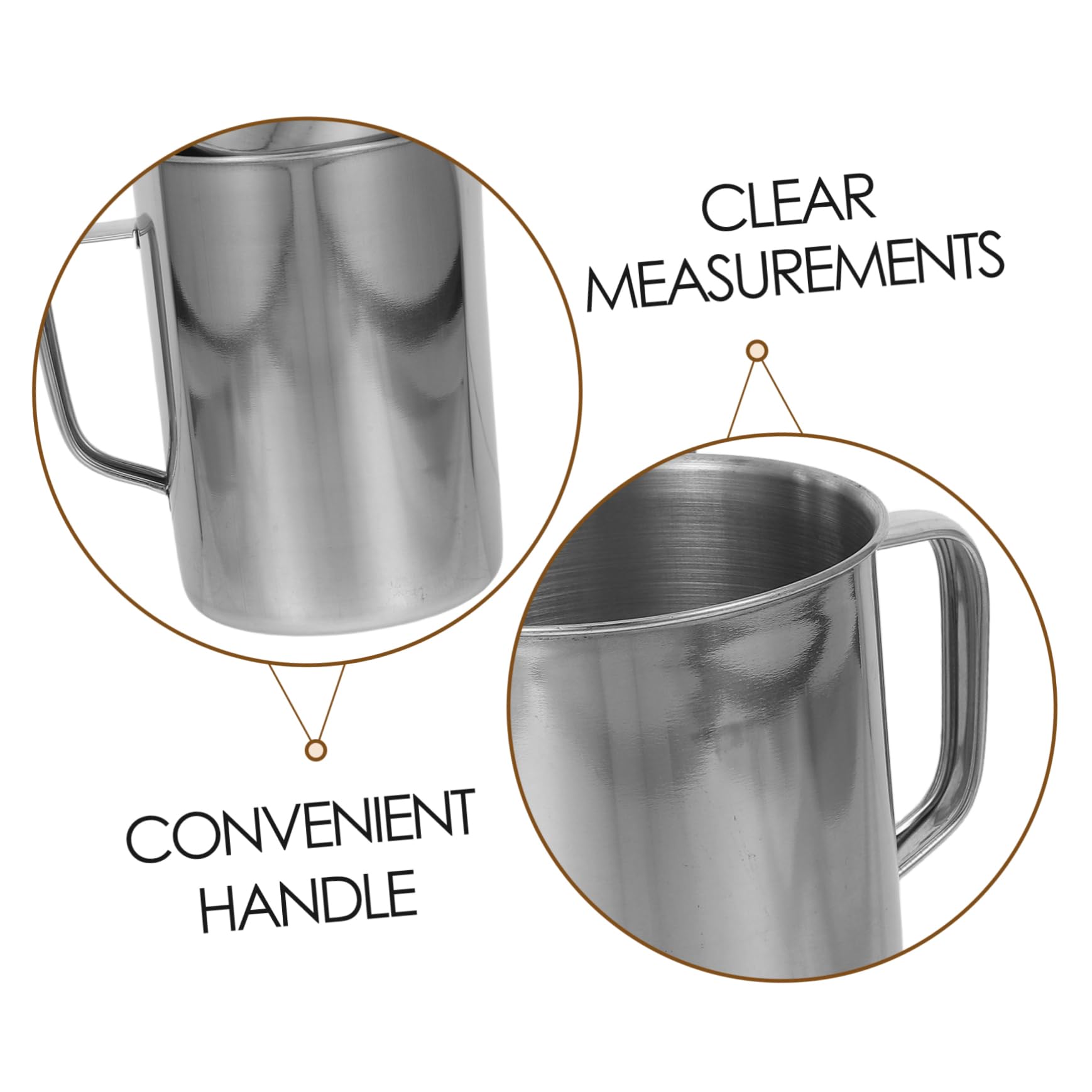 Récipient à Mesurer 2 Pièces en Acier Inoxydable 500ml 1000 Ml | Graduations Nettes et Contrastées, Mesures Précises, Finition Argentée pour Voyage et Applications Cosmétiques