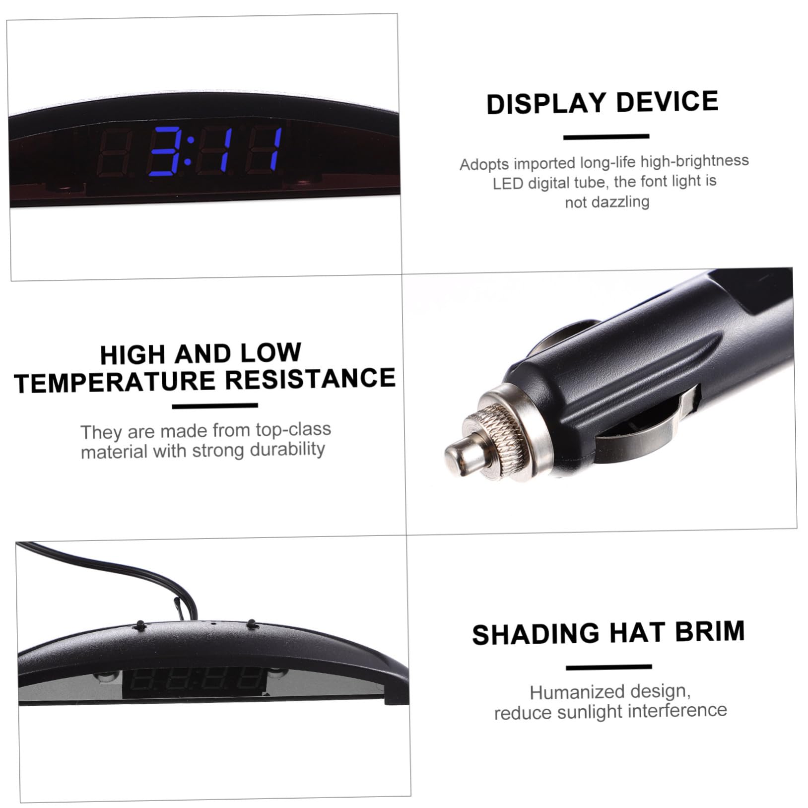 GLEAVI 2piezas Reloj Electrónico De Coche y Voltímetro Alta Precisión y Pantalla Digital Para Tablero Medidor De Interior Para Vehículos