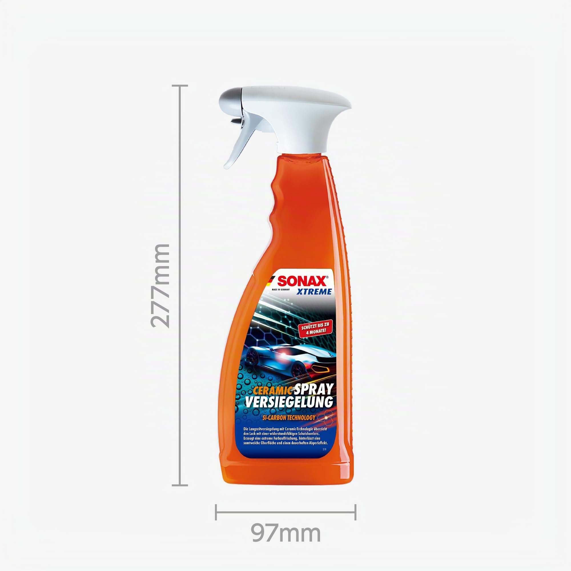 SONAX Il sigillante Spray Xtreme Ceramic (750 ml) riveste la Vernice con Una barriera Protettiva, Protegge da Sporco e Insetti. Il sigillante in Ceramica per Auto per eccellenza, Trasparente, Art. n.