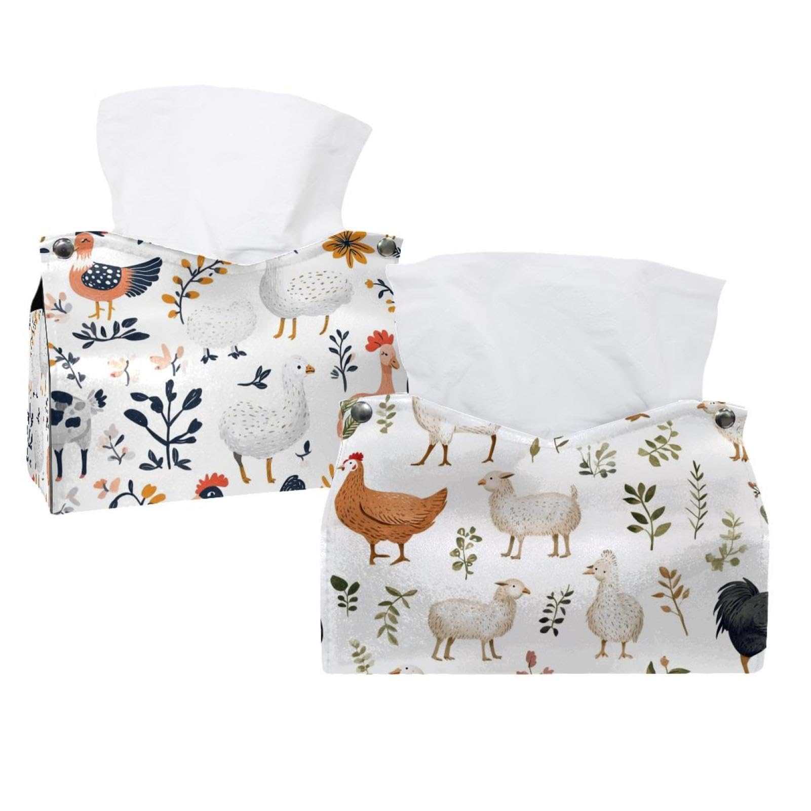 Boîte à mouchoirs animaux de la ferme en cuir pour voiture et bureau