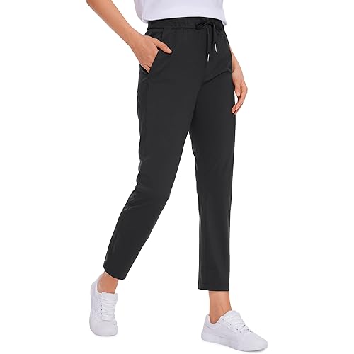 CRZ YOGA Womens 4-Way Stretch Ankle Golf Pants - 7/8 Dress Work Pants Pockets Athletic Travel Casual Lounge Workout