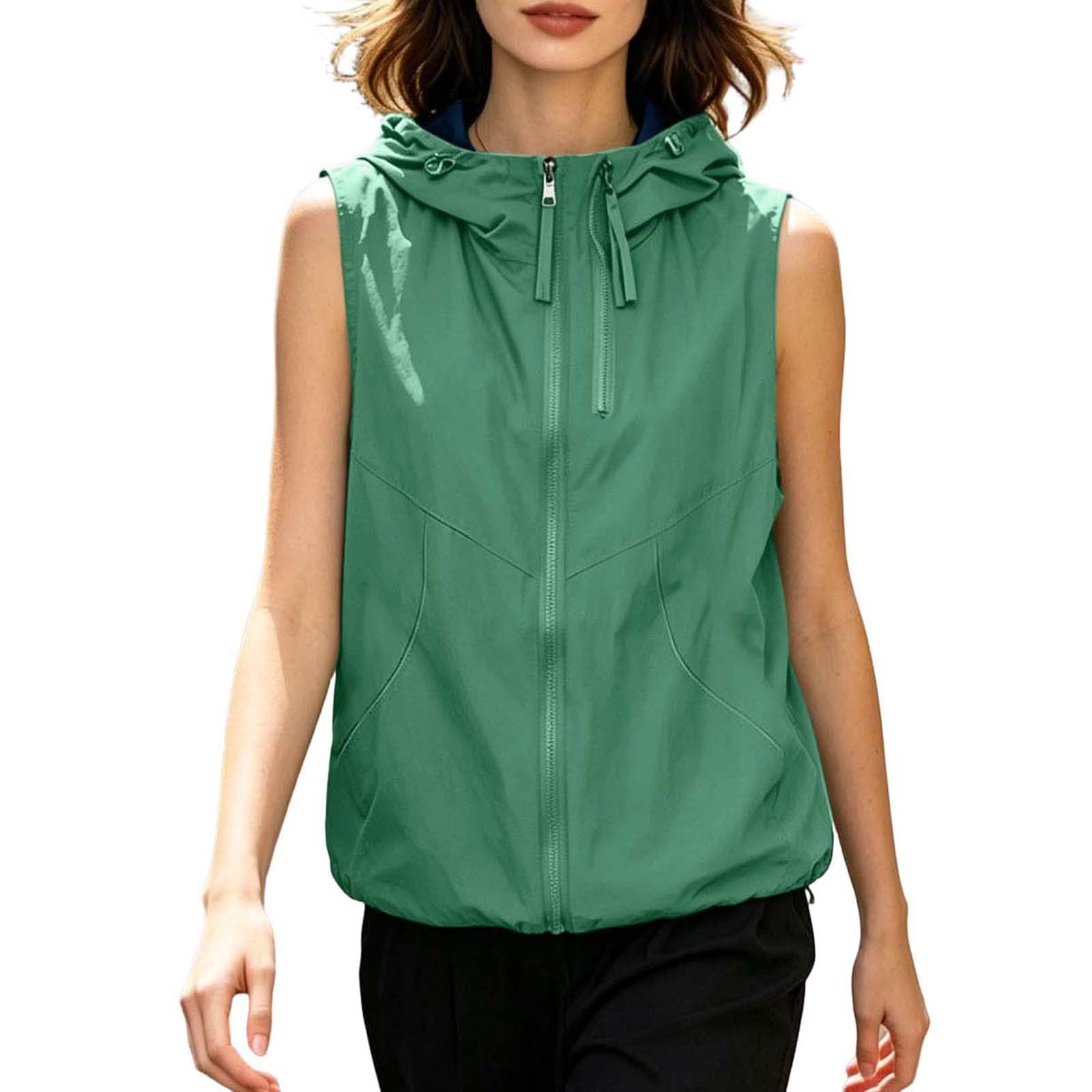 Chaleco para mujer plegable y reversible abrigo ligero de mujer verde XL 7