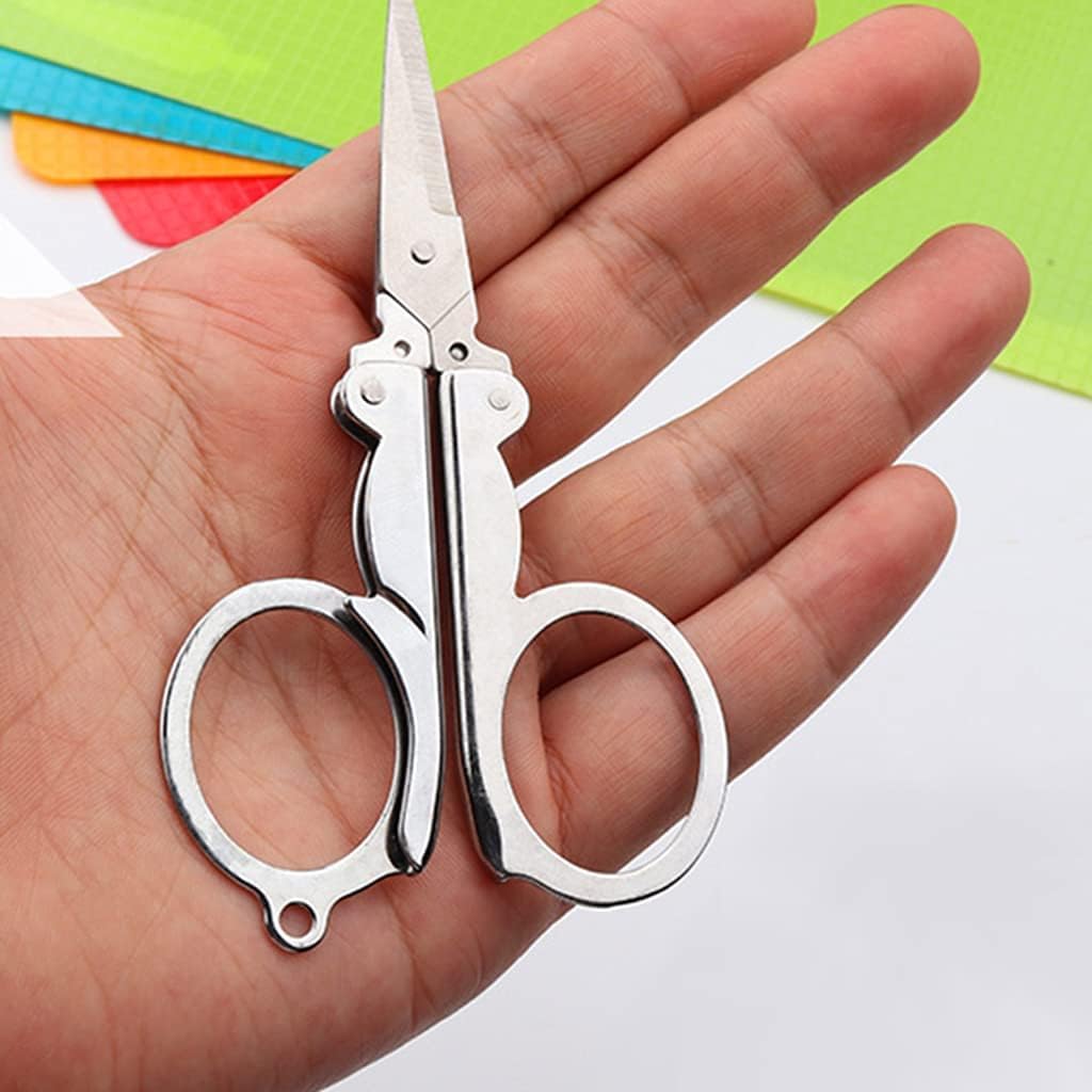 Perzit Stainless Steel Portable Small Folding Scissors for Moustache Trimming & Hair Cutting Mini Folding Pocket Scissor (Silver Color)-image-26