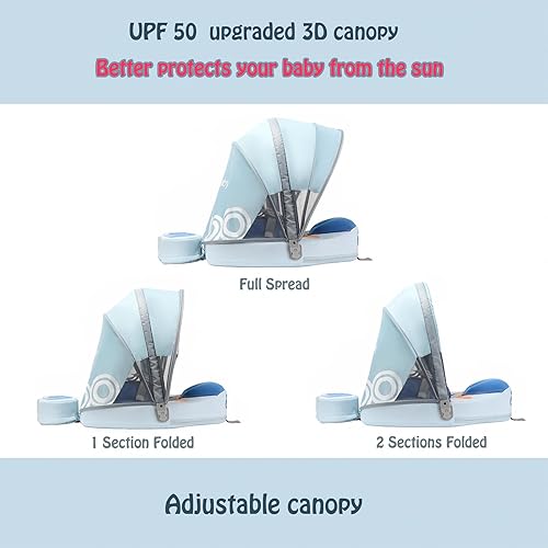 Miniatura 4 de Mambobaby Flotadores con toldo y cola, flotador de bebé no inflable para piscina, añade cola, evita voltear natación, entrenador, flotadores de bebé