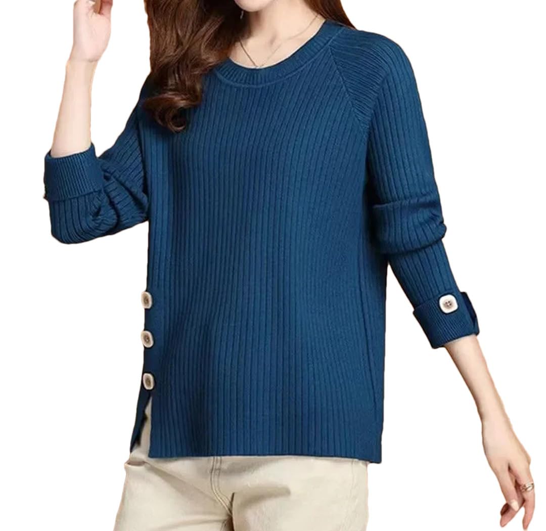 Donne Maniche Lunghe Moda Allentato Bottoming Camicia Casual Pulsante Maglione Cappotto