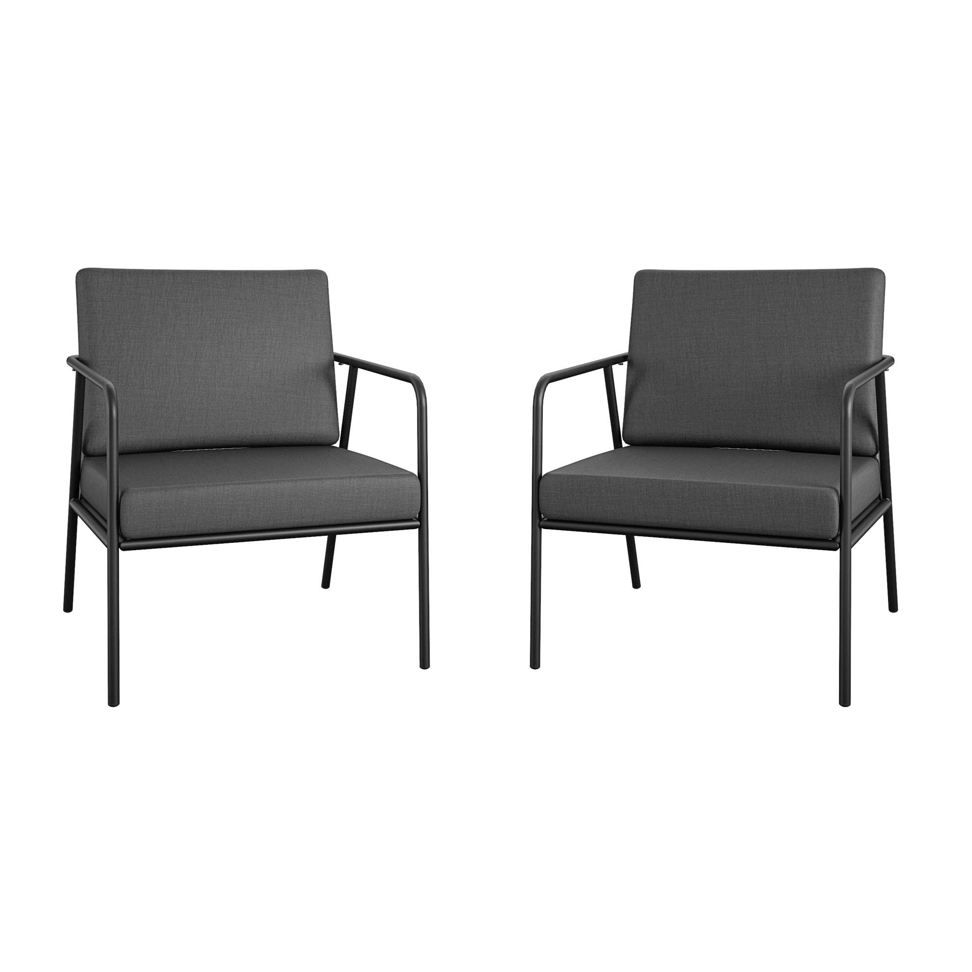 CoscoCoscoProducts Modern Cushioned Outdoor Lounge Armchairs, 2-Pack, Dark Gray