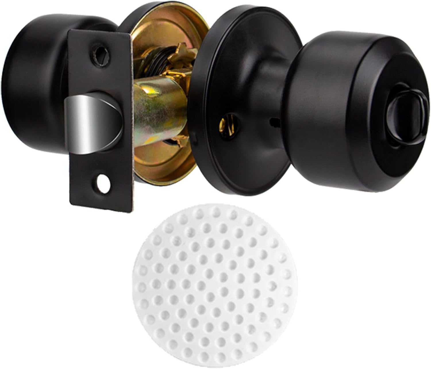 HEPFLANZE 1 Pack Keyless Matte Black Door Knobs Privacy