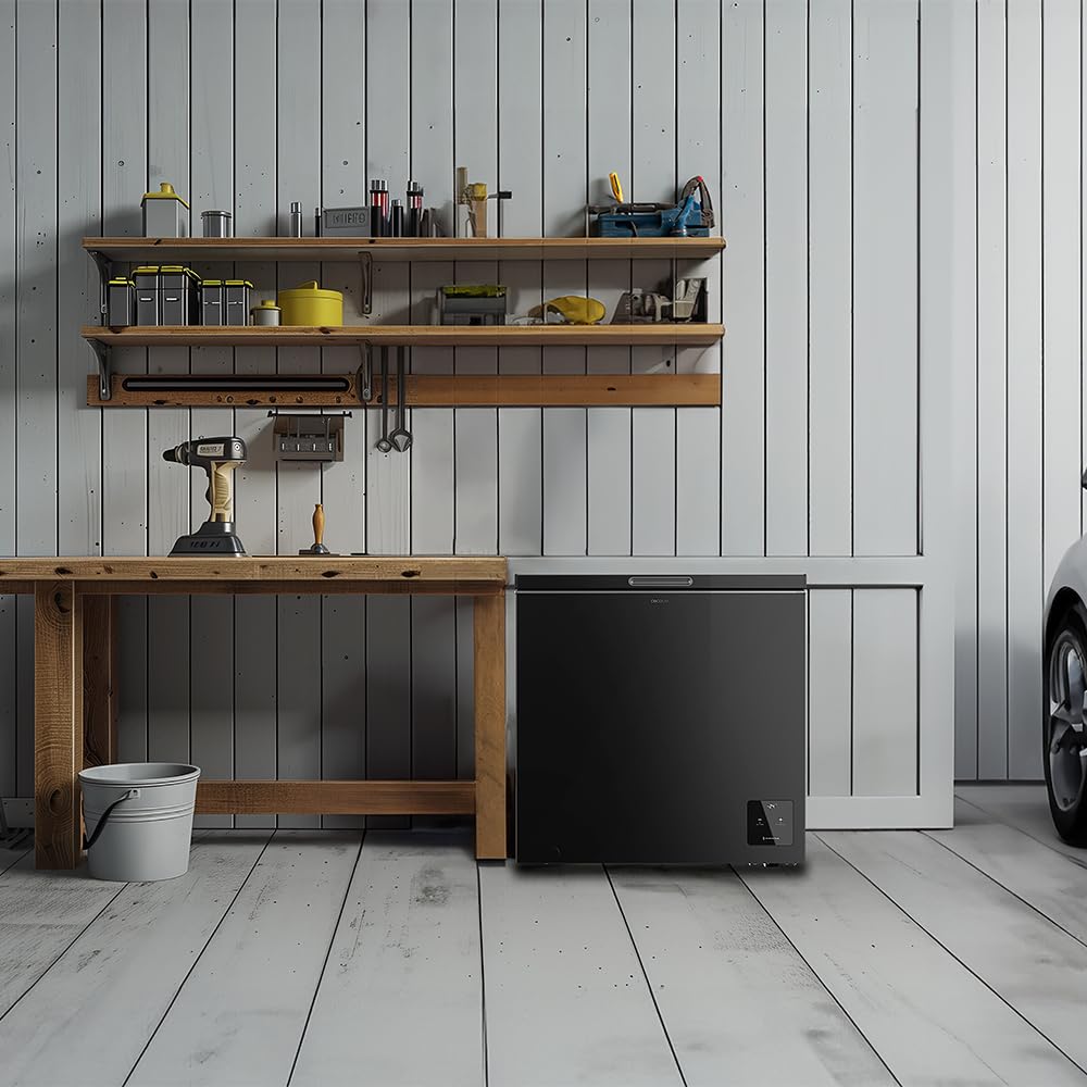 Cecotec Horizontaler Gefrierschrank Bolero Coolmarket Chest 199 Black E, Klasse E, 199 L, schwarzes Finish, 83,5 cm hoch, Inverter-Kompressor Plus und Fast-Freezing-Modus