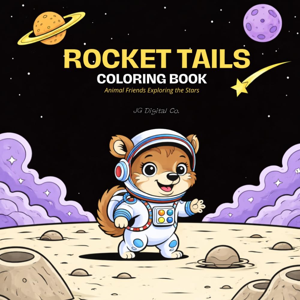 Rocket Tails: Coloring Book, Animal Friends Exploring the Stars