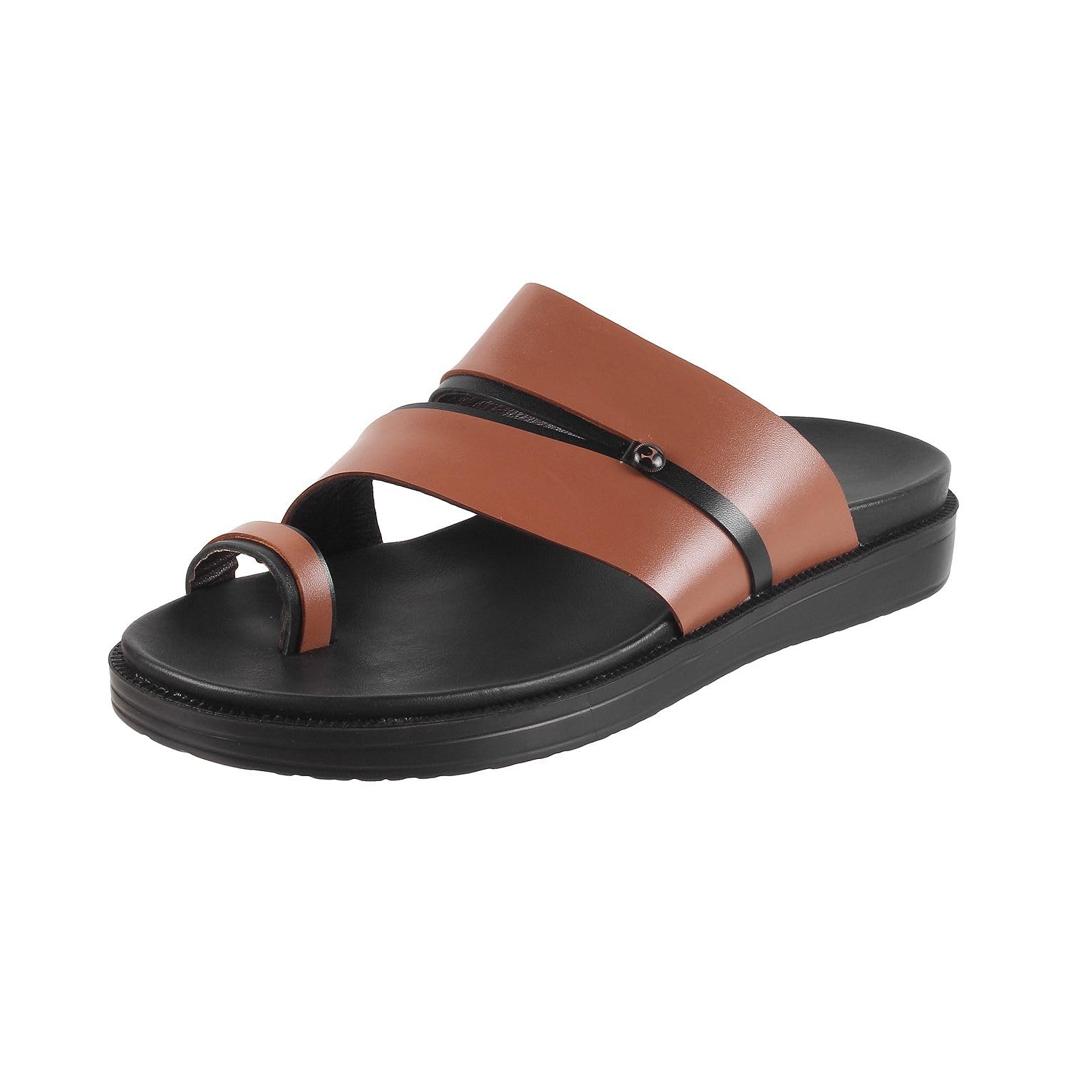 mochi Men's Faux Leather Toe Ring Stylish Sandals-picture-11