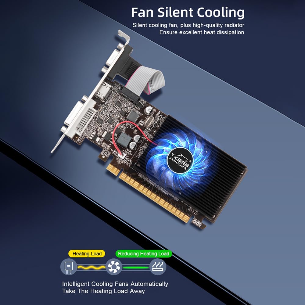 docooler GT610 Scheda Grafica 2GB/DDR3/64bit Scheda Video di Memoria Scheda Grafica per Computer con Porte HD+VGA per l'intrattenimento in Ufficio