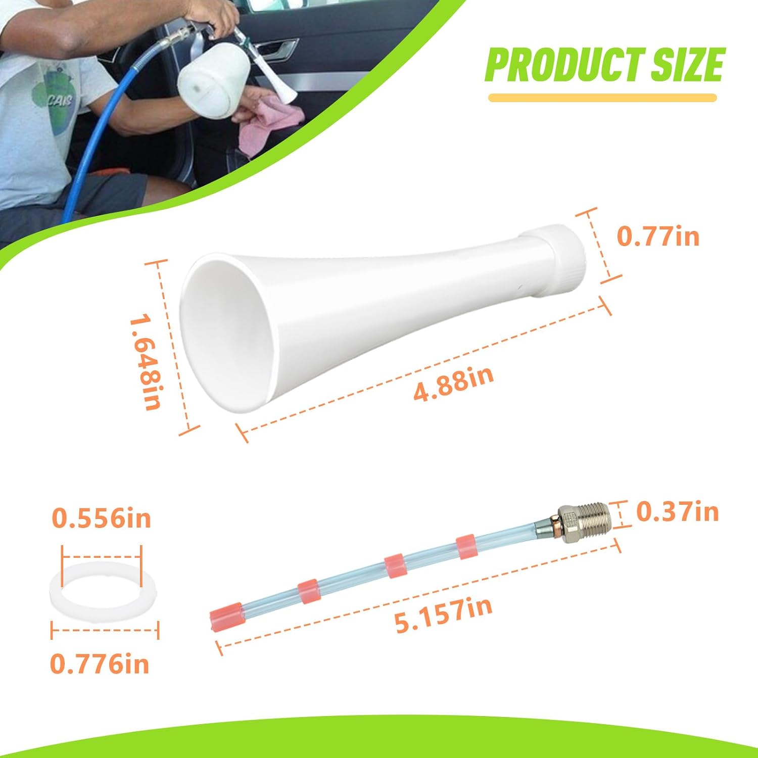 Car Cleaning Tool Kit, Fit for Gun Z-010 & Z-014, Shaped Nozzle Replacement Gun Parts, Includes CT-100 Plastic Cone, CT-101 Weighted Tube & CT-102 Washer
