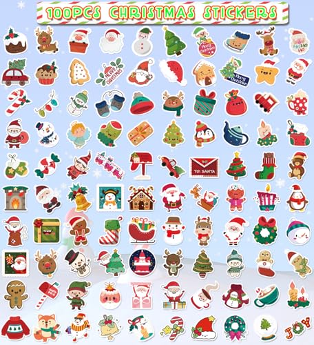 Stocking Stuffers for Kids, 100PCS Christmas Stickers, Xmas Games Crafts - image 3