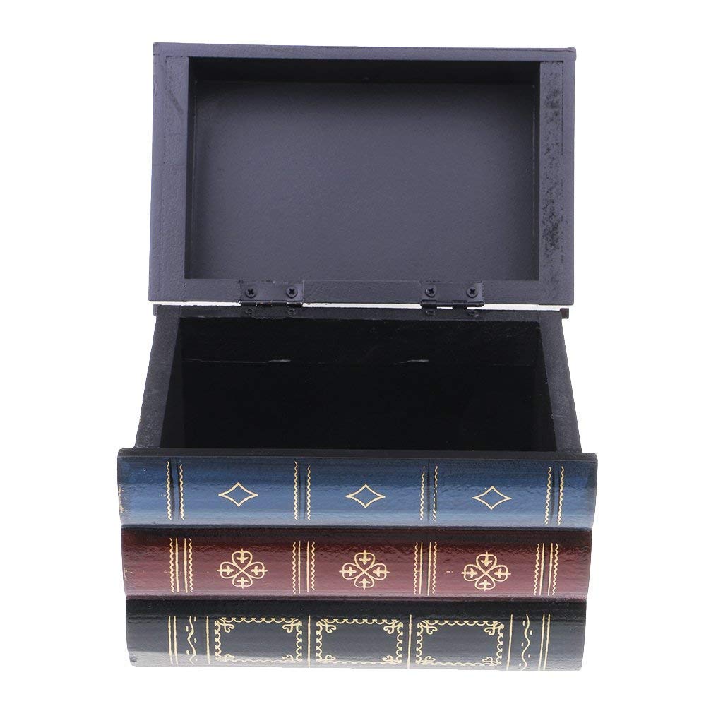 Backbayia Vintage Book-Shaped Wooden Jewellery Box with Display Box