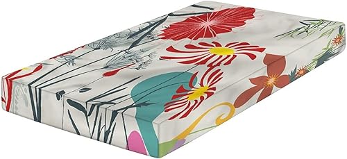 Miniatura 2 de Sábana decorativa para cuna, sábanas universales de microfibra ajustable floral para cuna para bebés y niños pequeños, 28 x 52 x 8 pulgadas, juego