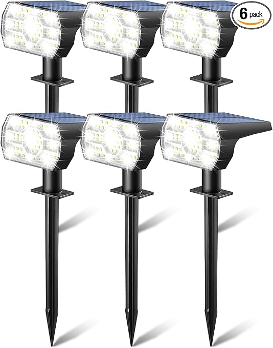 Kaxiida Solar Lights Outdoor Waterproof IP68, 3 Lighting Models Solar Powered Spot Lights Outdoor, 56LED Solar Lights Dusk to Dawn for Yard Patio Garden Pathway Landscape Lighting