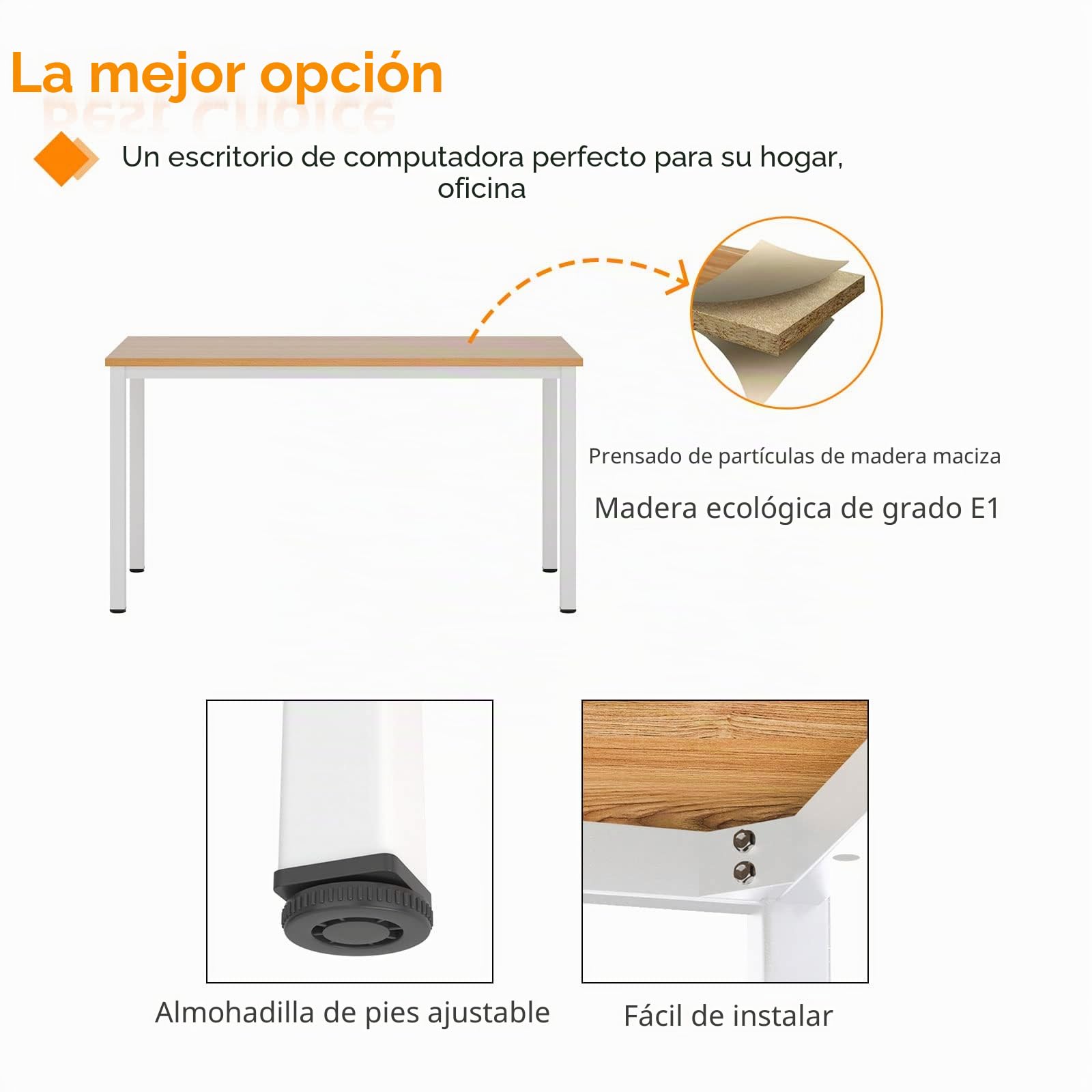 SogesHome Escritorio de Oficina PC Escritorio Estación de Trabajo en el Hogar, Mesa de Oficina Mesa para Ordenador, 100 x 60 x 75 cm, AC3BW-100-SH