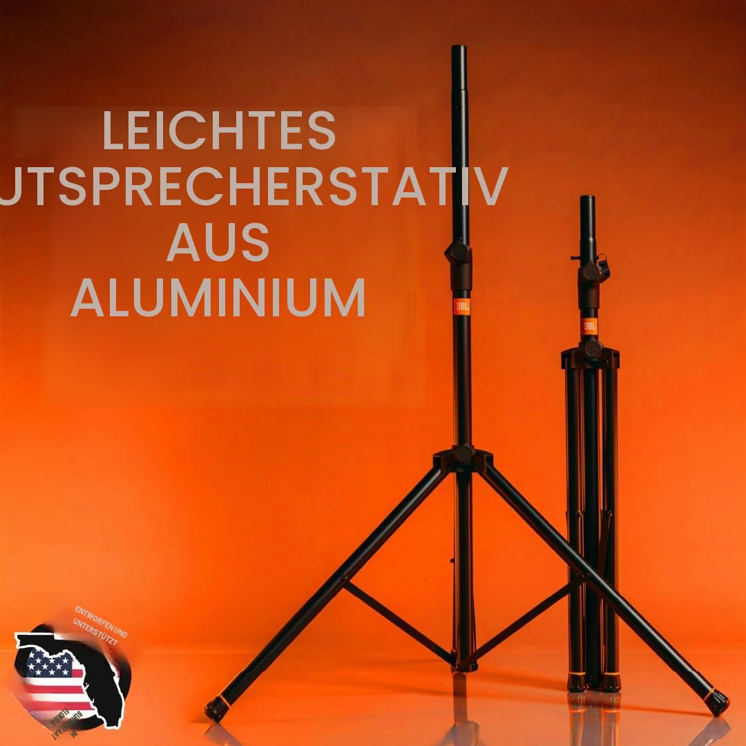 JBL Bags Standard-Lautsprecherständer-Set mit Einstellbarer Höhe und Stange mit Zwei Durchmessern; enthält (2) Lautsprecherständer und Tragetasche (JBLSPKSTMASET), schwarz
