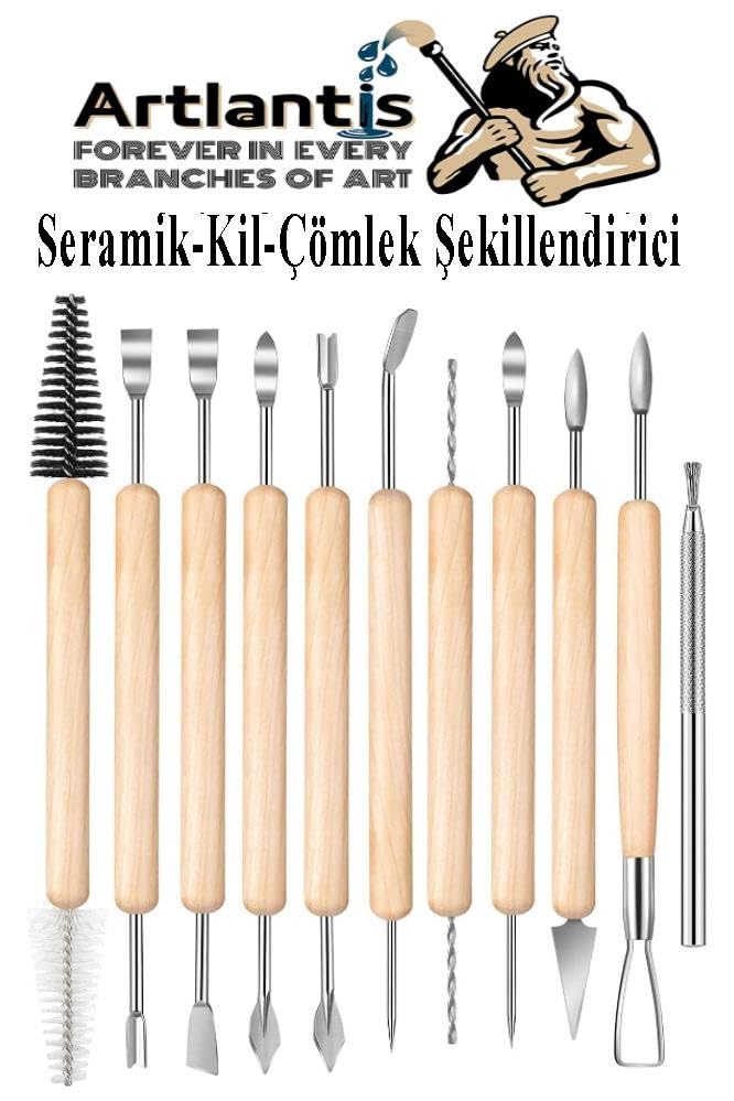 Çantalı Seramik ve Çömlek Şekillendirme Seti 47 Parça Ebeşuar Kil Modelaj Modelleme Top Uçlu Oyma Di