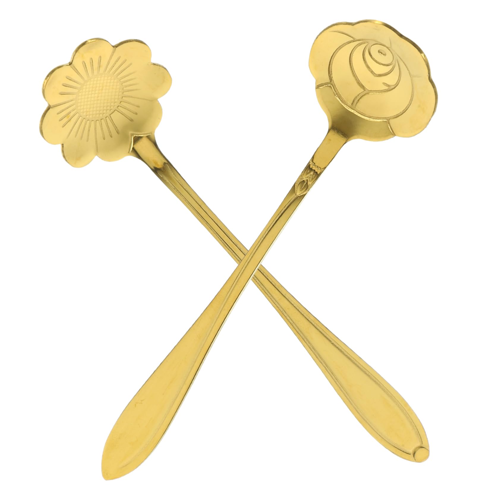 PRETYZOOM 2Pcs Long Handle Stainless Steel Dessert Spoons Coffee Stirring Scoops for Sugar Milk Powder Cocktails Elegant Spoons for Mixing Drinks Serving Desserts