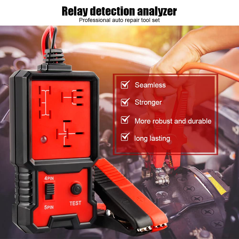 Greluma 1 Pièce Testeur de relais de voiture,vérificateur de relais électronique 12 V,testeur de batterie de voiture avec clips pour réparation automatique,outil de diagnostic de relais de voiture