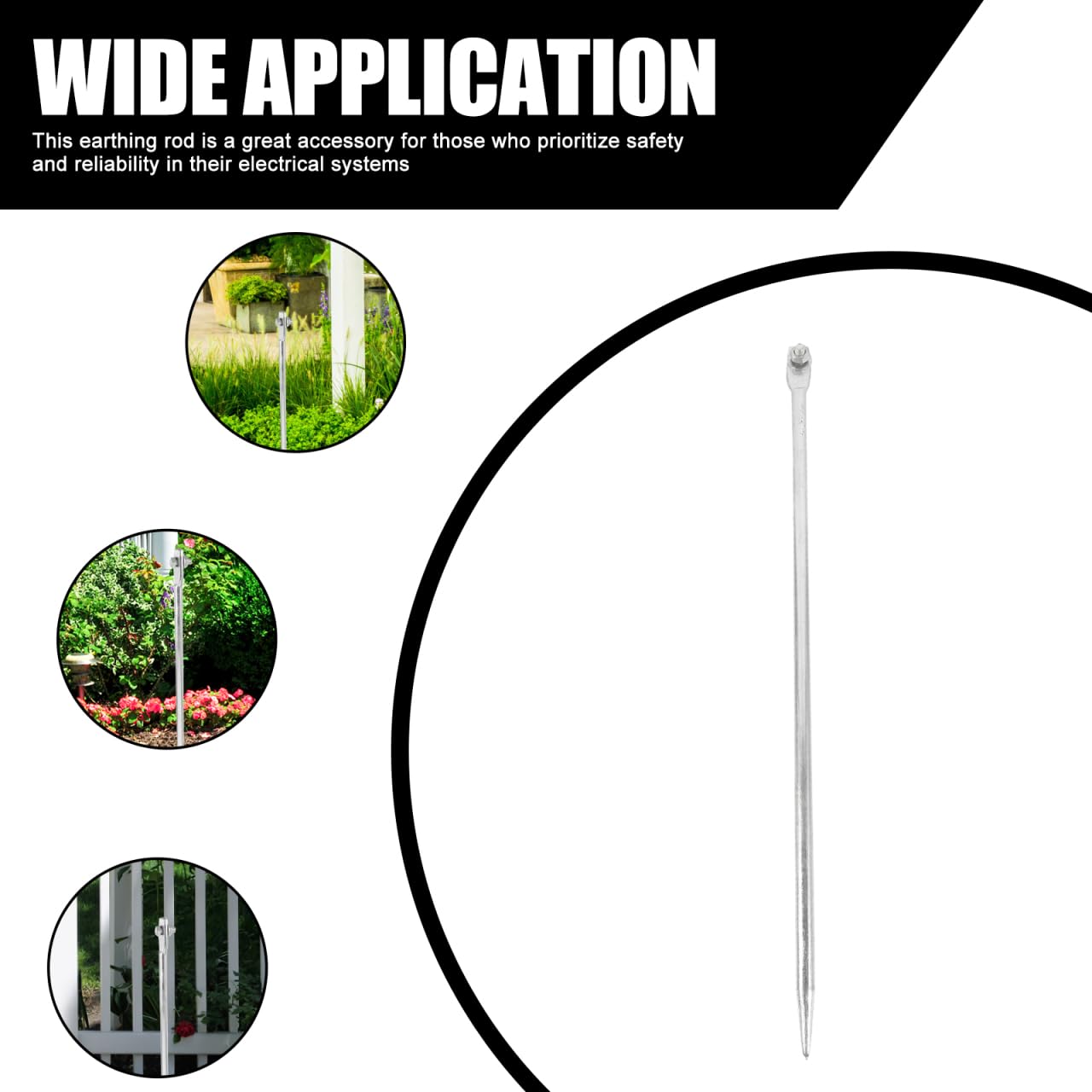 Operitacx Tige de mise à la terre en fer robuste, longue, avec design simple de trou, pour antennes, clôture électrique et appareils ménagers, assure une protection fiable et