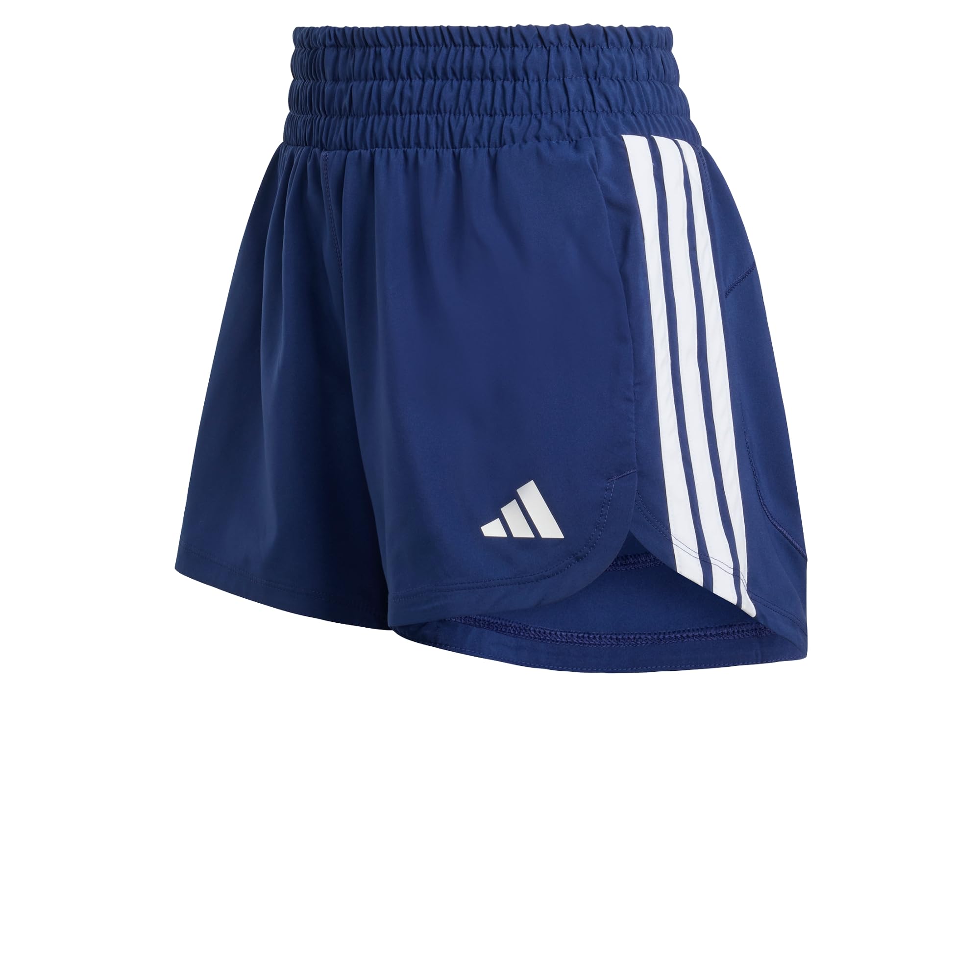 adidas Women's Pacer Workout Woven High Rise Shorts, Dark Blue/White, XS 5 inch