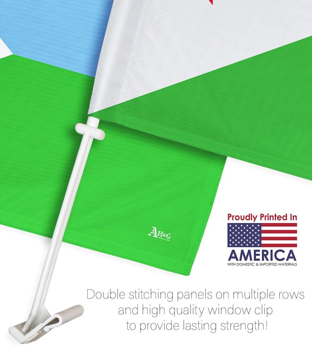 Team Djibouti Car Flag Bandera Para Carros De Djiboutian Decor For Window Clip Mount Auto Accessories Sport Fan Gifts League Olympics Party Supplies Patriotic Decorations Made in USA
