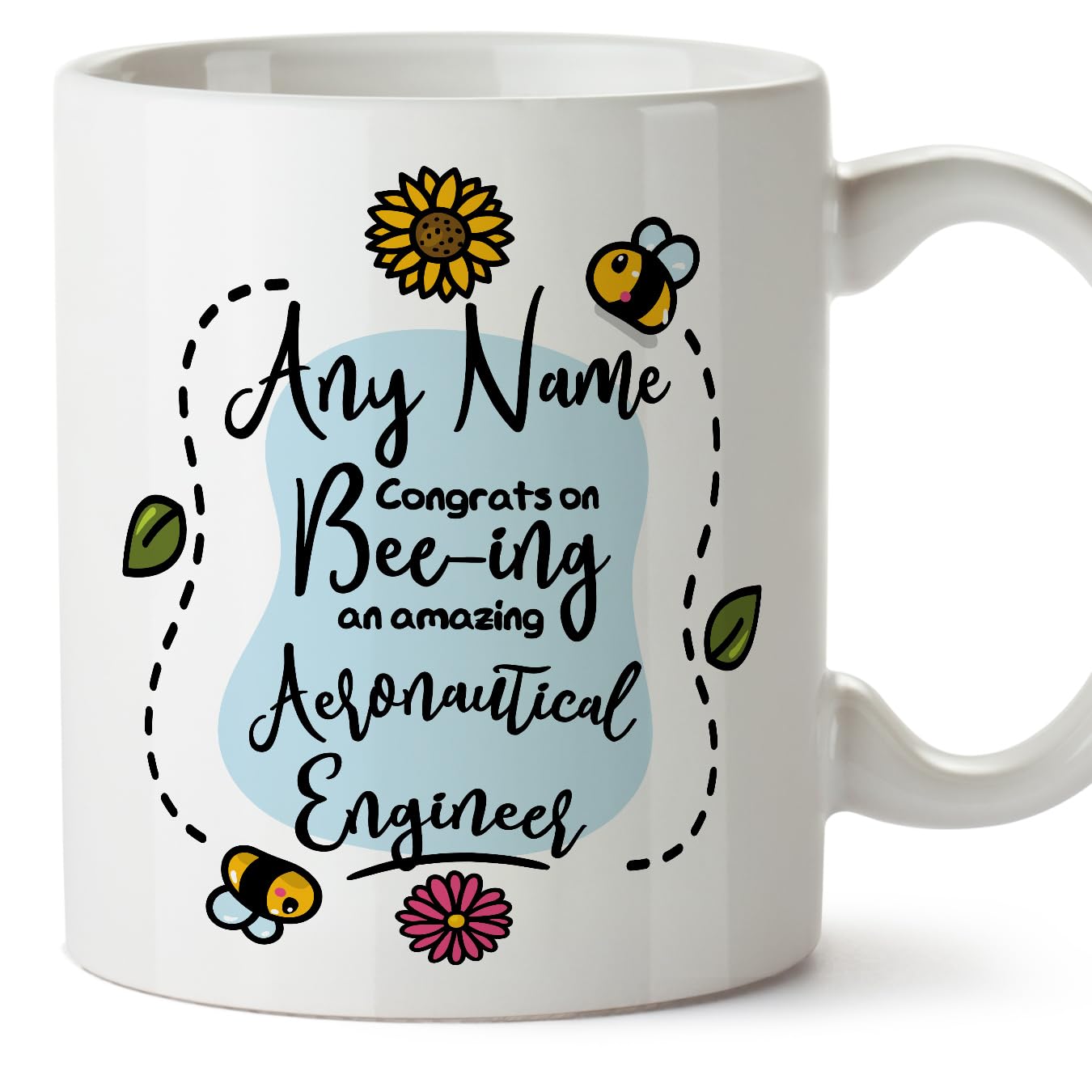 MUGFFINS Personalised Mug for Aeronautical Engineer - in English - Thanks for Beeing - Funny Custom Gift for Colleagues - Ceramic 11oz Mug