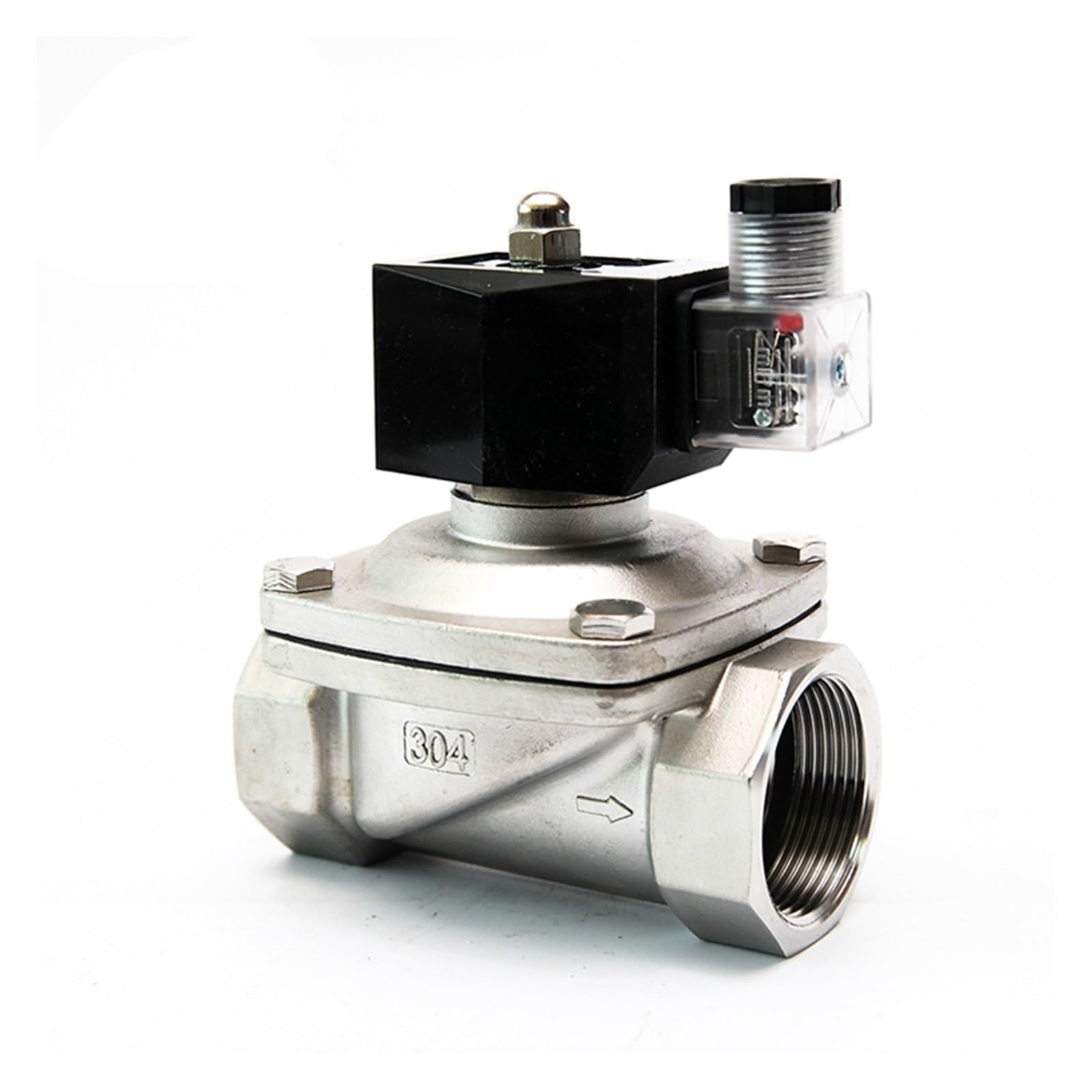 Peqyuacte G-12Vdc-Nbr-Seal 1-1/2" Normally Closed Stainless Steel Solenoid Valve Waterproof Solenoid Valve With Led Power Indicator 24V 12V 220V 110V(G-12Vdc-Nbr-Seal)
