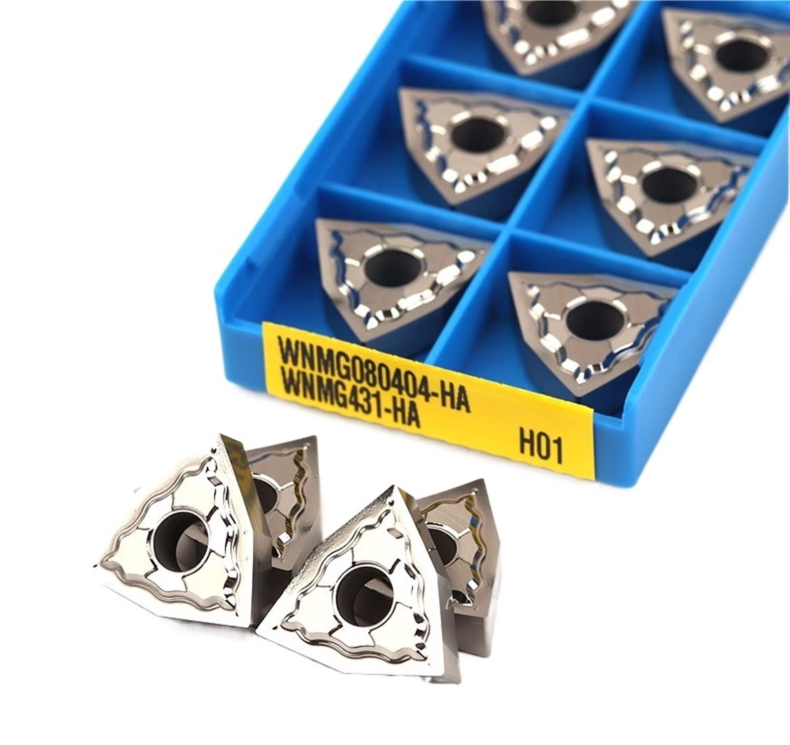 Torneado de insertos indexables de carburo 10 piezas WNMG080404 HA H01, cuchilla de corte aluminio, herramienta torneado, herramientas CNC