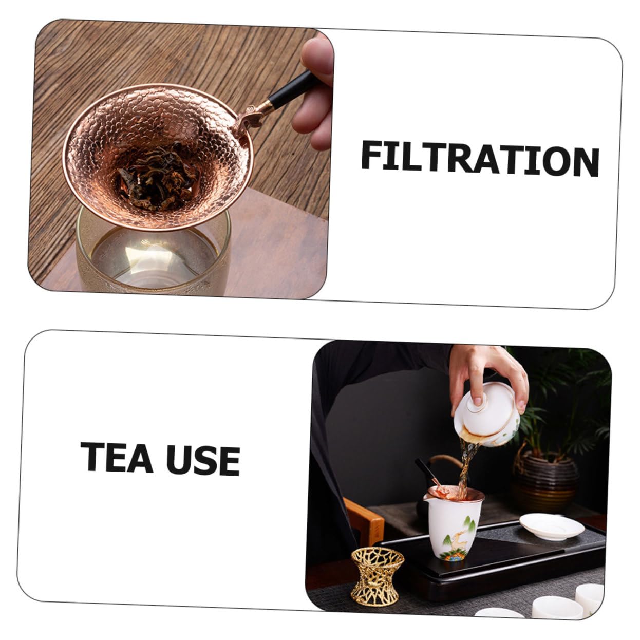 Amosfun 3 Piezas fuga de té colador de jugo cesta del infusor filtro de té de estilo japonés colador de infusionador de te infusor te chino de para cobre