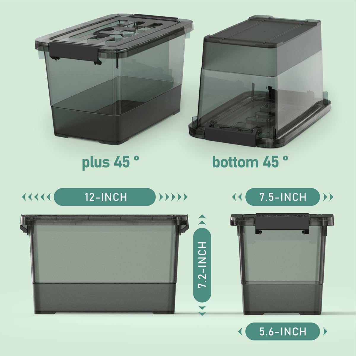 8-Pack Clear Black Plastic Storage Bins with Lids/Handles, 7 Quart Latch Organizer Boxes, Stackable Storage Containers for Organizing