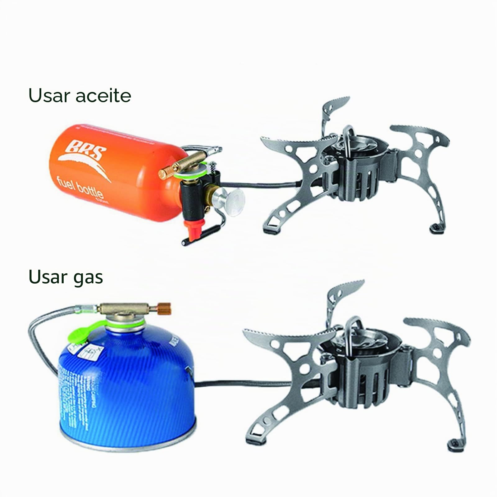BRS-8 - Cocina de exterior multicombustible - Estufa de queroseno portátil con quemadores de gas plegables para acampar y cocinar picnic