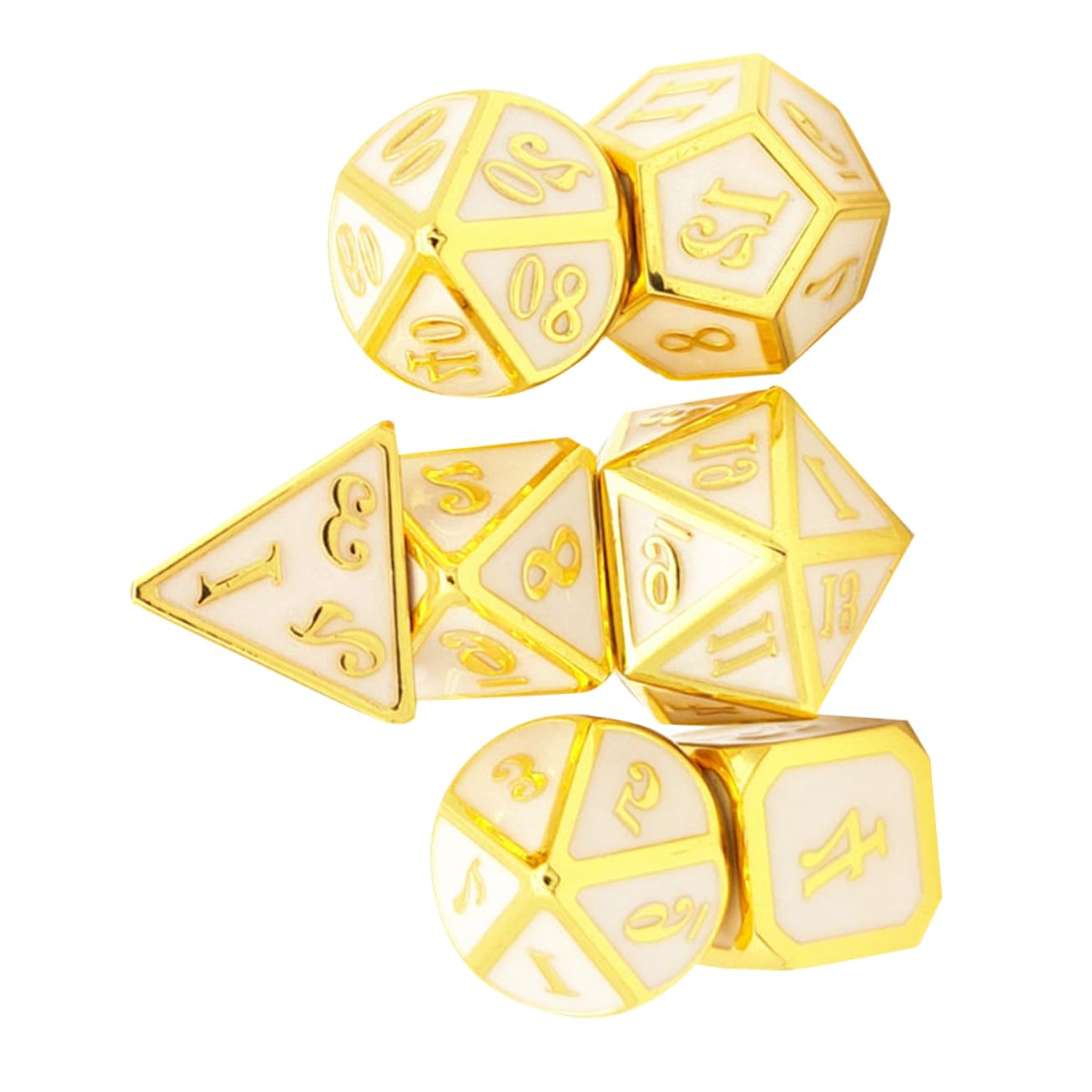 VICASKY Dadi Poliedrici in Metallo per Giochi da Tavolo Accessori per Club e Feste Design Raffinato Numeri Chiari