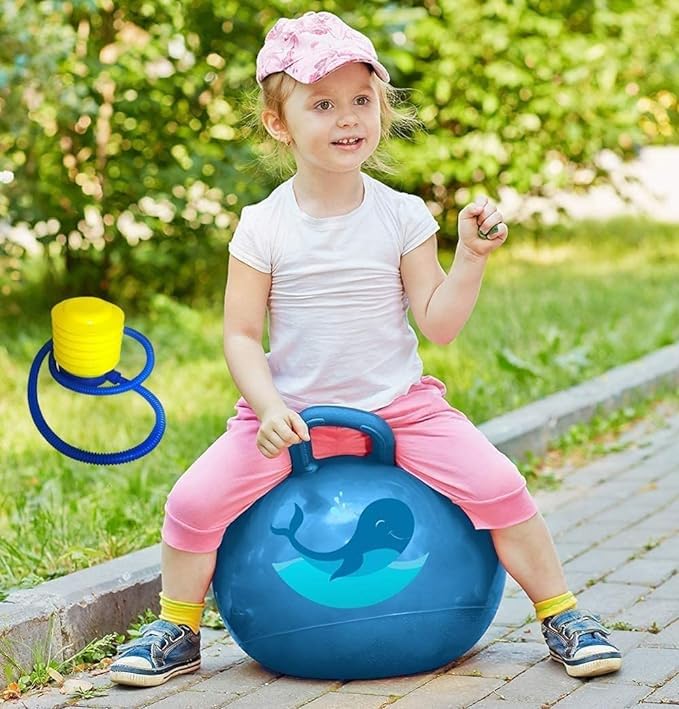 JABAS 45cm Inflatable Sit and Bounce Rubber Hop Ball with Manual Air Pump Jumping Bouncer Ball Space Hopper Jump and Bounce Handle Ride-on Toy Bouncy for boy & Girls(Multicolor) (B0CVH26LYH) Amazon Price History, Amazon Price Tracker