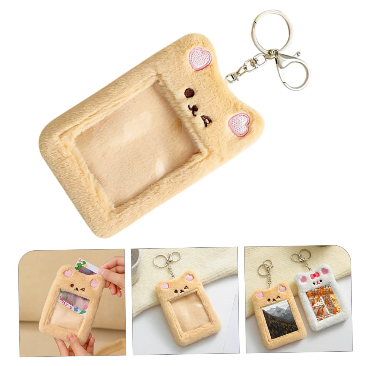 ULTECHNOVO 5pezzi Portachiavi Trasparente Con Portafoto Peluche Porta Carte Slim Per Borse Portamonete Pratico e Leggero Per Studenti Compleanni e Eventi Speciali