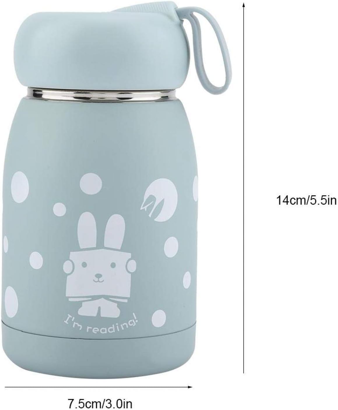 Light Blue Water Bottle 320ml Insulated Vacuum Bottle Mini Stainless Steel Mug Magic Rabbit Tea Cup, for Kids Adult, Office Car Outdoor - Image 3