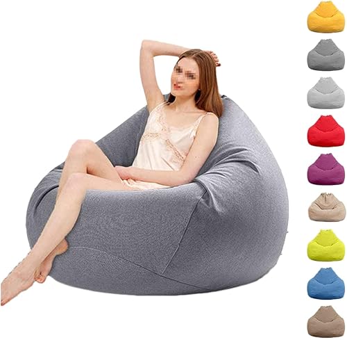 2020 - Bolsa de almacenamiento de frijoles para el hogar, sofá perezoso, impermeable, para sala de estar (gris claro, M (33.3 x 49.7 pulgadas)