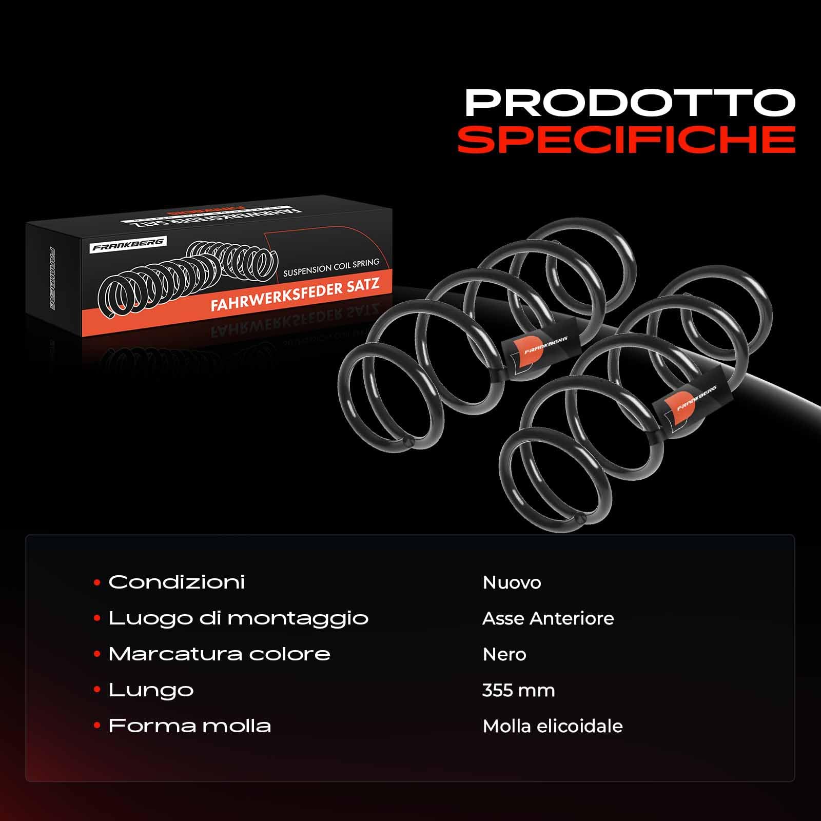 Frankberg 2x Molle autotelaio Molle sospensioni Compatibile con Ibiza III 6L1 Cordoba 6L2 Replace# 6Q0411105BK,6Q0411105BL