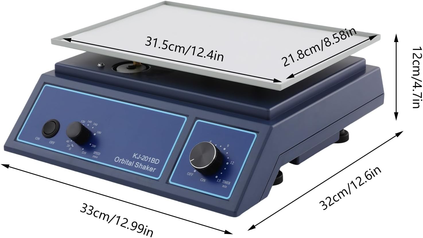 Lab Orbital Shaker Mixer - Adjustable 0-210 RPM, Horizontal Rotator, 1-15 Min Timer, 1kg Capacity, Ideal for Laboratory Mixing and Oscillation, Durable Platform.