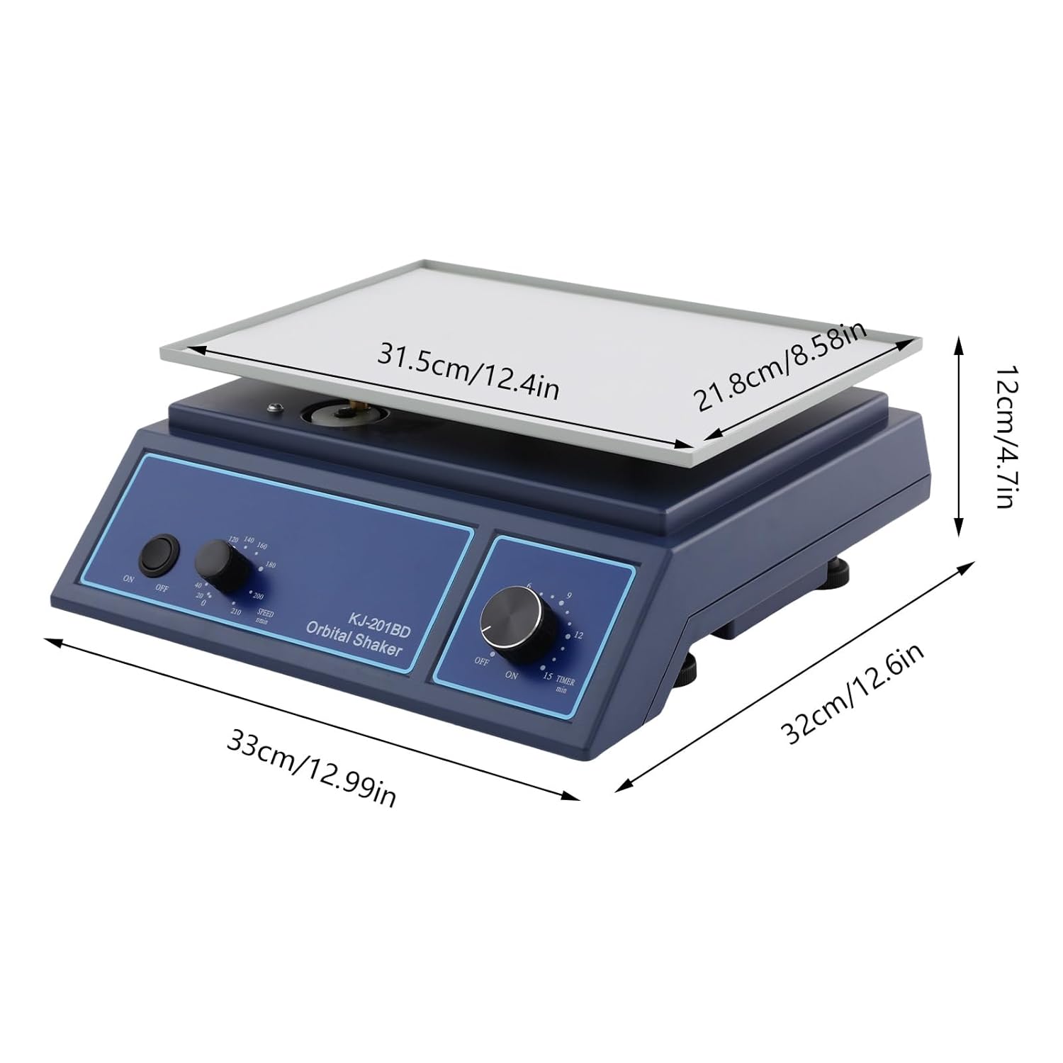 Orbital Shaker 0-210r/min Adjustable Lab Oscillator with Timer 2.2 Lbs Horizontal Rotator Shaker Laboratory Orbital Rotator Shaker for Chemical 12.99 x 12.6 x 4.7in
