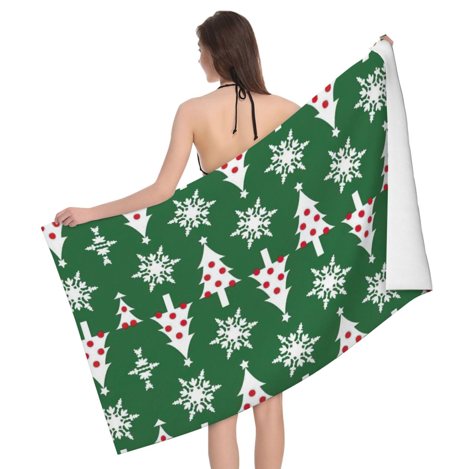 Serviette de bain microfibre arbre de Noël drap de plage absorbant pour le voyage