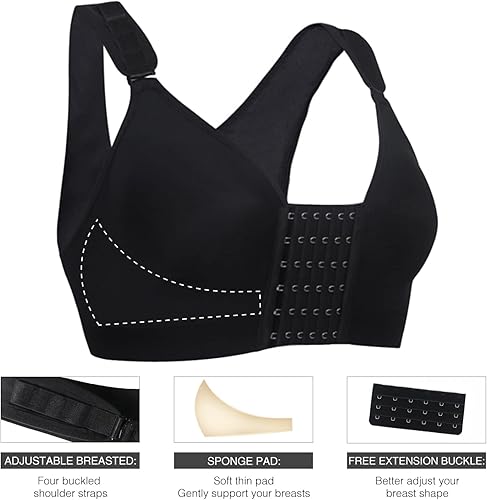Vista 4 de KIMIKAL Post Surgery Bra Front Closure Surgical Bra Sports Bra Breast Augmentation High Support Women