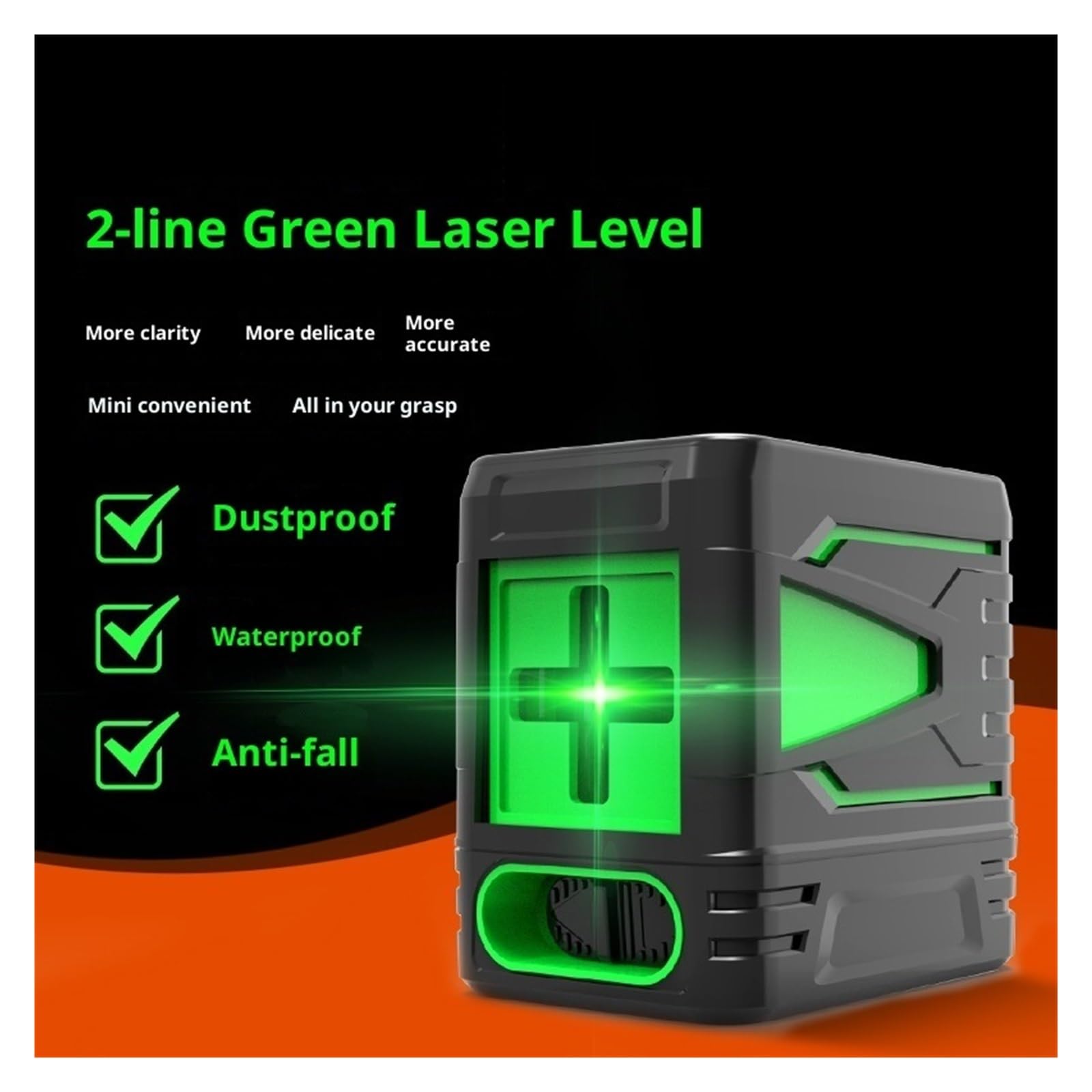 Télémètre Laser, Mini Niveau Laser À 2 Lignes, Lumière Verte Croisée, Outil Portable De Haute Précision pour Broches Batterie