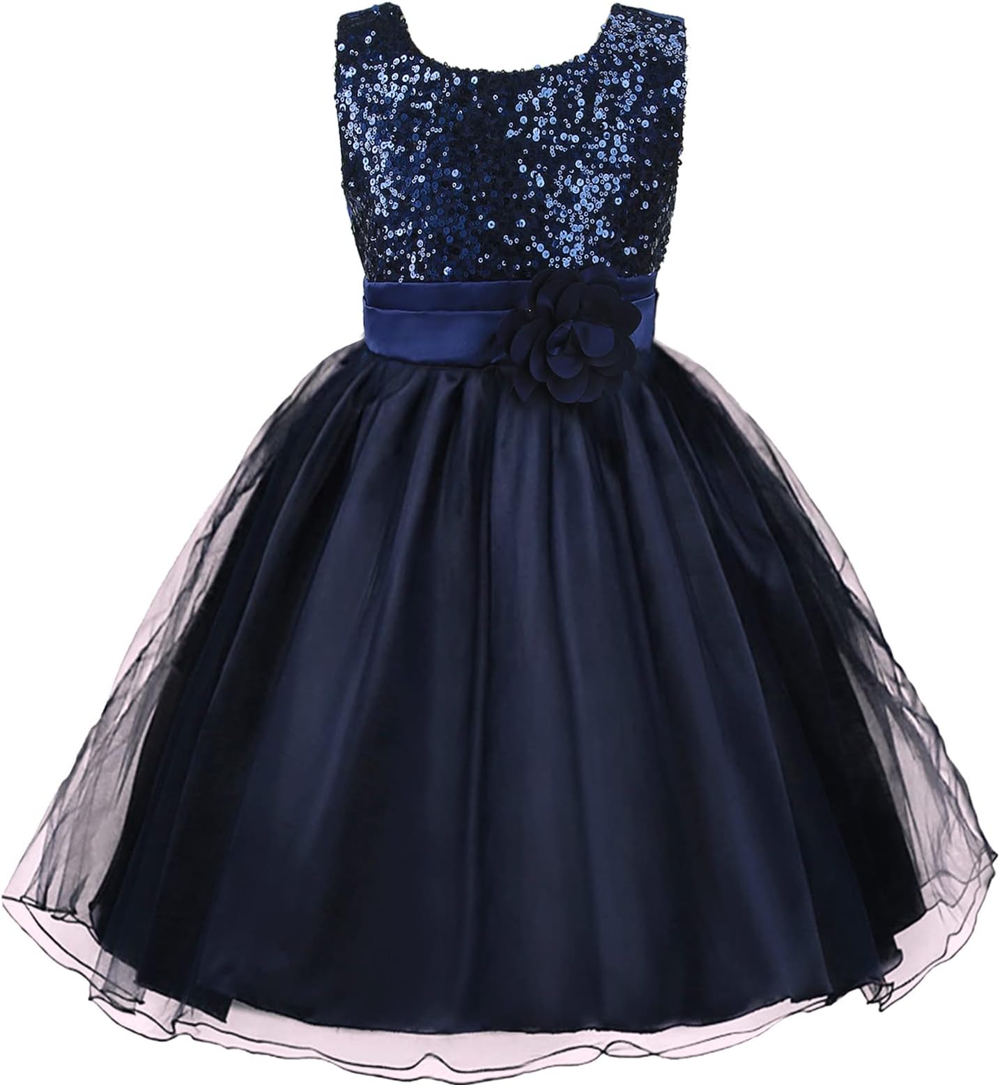 Girls Princess Dress Sequin Tulle Flower Pageant Birthday Party Wedding Bridesmaid Girl Dresses for 3-12 Years
