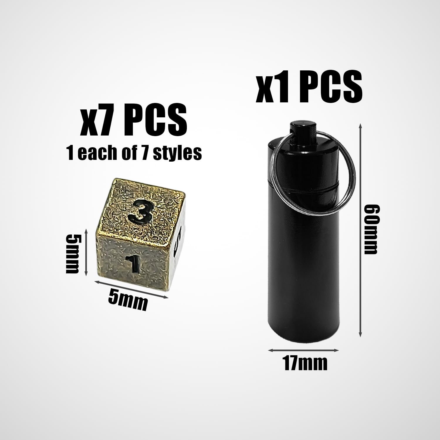 1 Mini Dice Set, 1 Piece Storage Box Keychain, Cube Dice, Cube D6 Dice, Cube Dice Set, Metal Dice, Multi-sided Dice, Digital Dice (Black) - Image 2