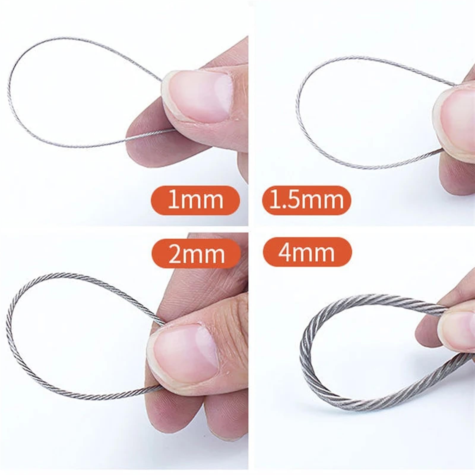 Cavo Acciaio,Filo Acciaio Lunghezza 1M, 2M, 3.0M, 4M, 5M del Cavo Metallico dell'Acciaio Inossidabile del Diametro 1.5-5MM(2Meters,8mm Diameter Wire)