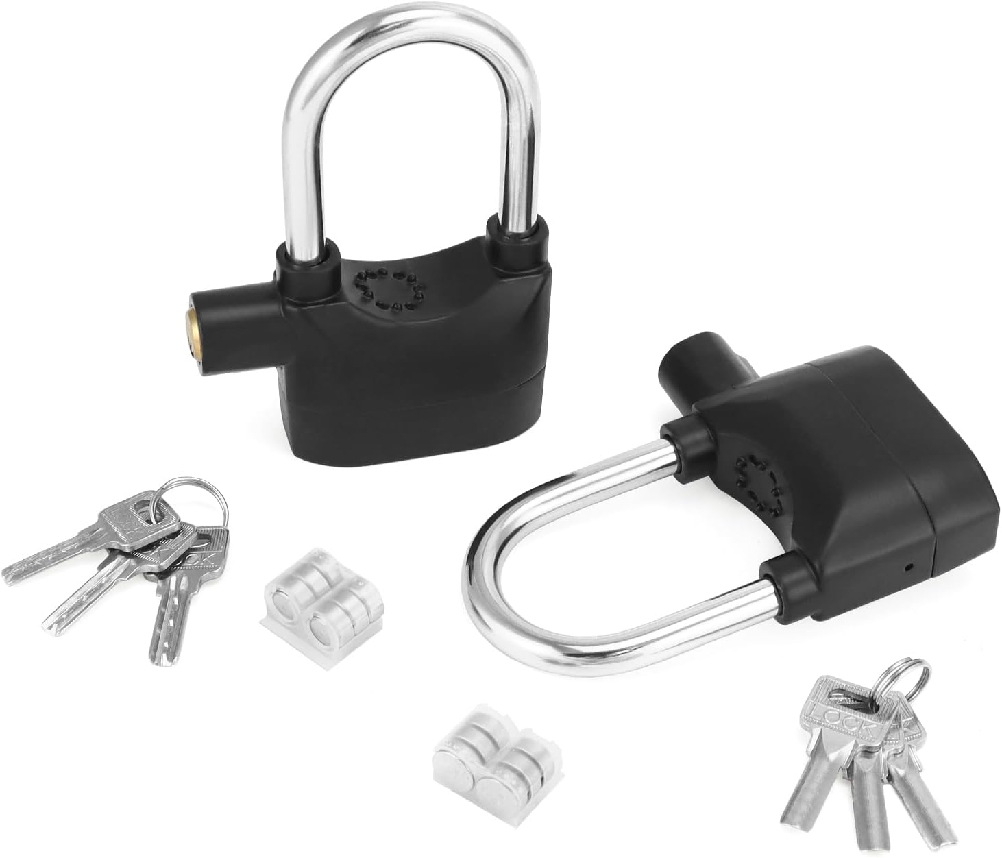 QWORK Alarm Lock, 110 Db Universal Security Alarm Lock System Burglar Door Motor Bike Padlock with 6 Keys (Black), 2 Pack image 7 of 8 B0CNPW6ZVC