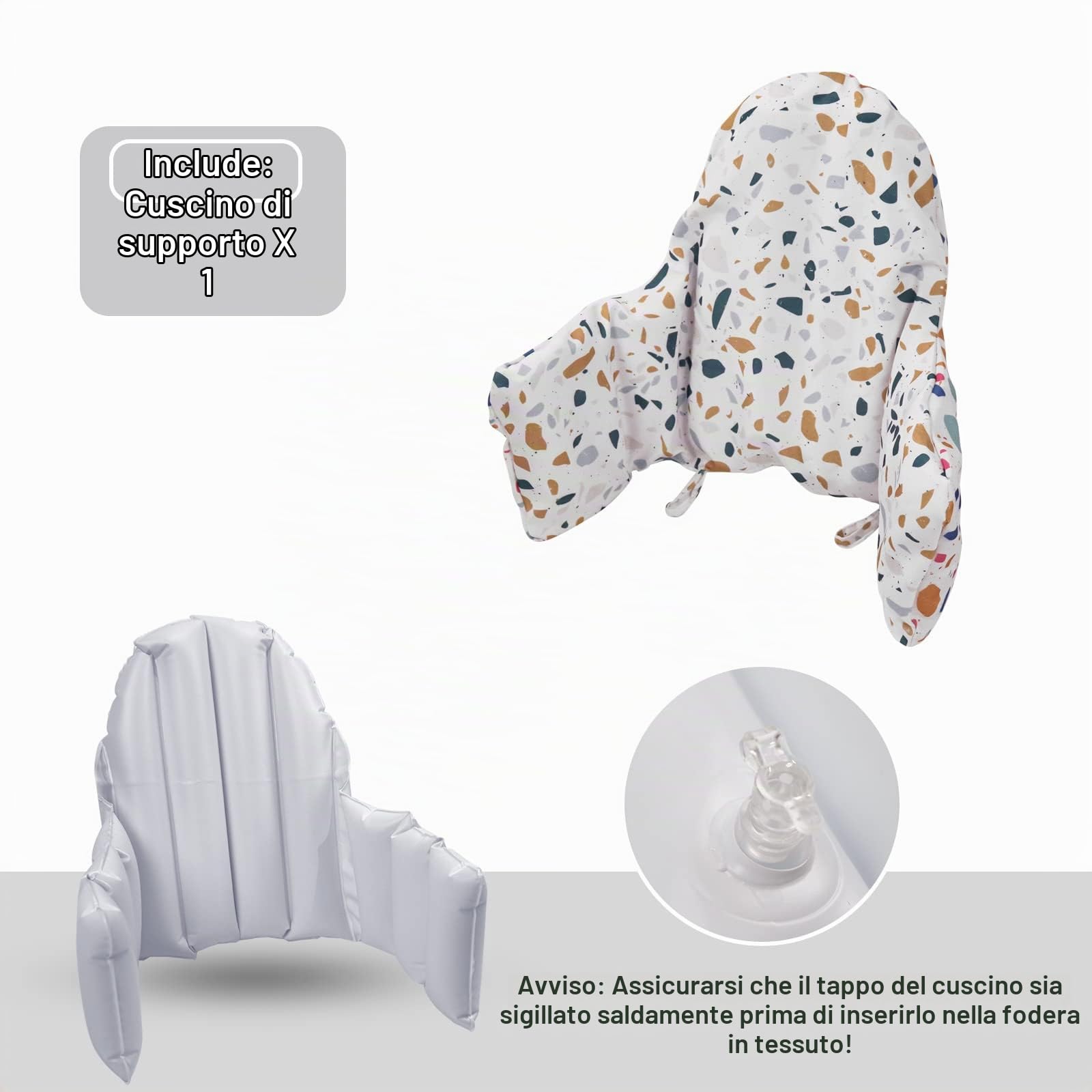 Ikea Antilop - Cuscino per seggiolone, con 2 tovagliette, cuscino gonfiabile integrato, morbido e confortevole, per sedersi più comodamente (fiore di pietra)